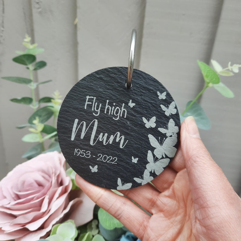 Mother's day gift Memorial Garden Slate and Hook / Baby loss / Adult Loss / Butterfly Memorial Plaque / Bereavement Gift / Garden Memorial image 2