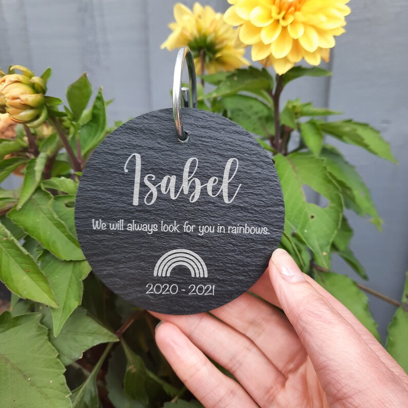 Memorial Garden Slate and Hook RAINBOW / Baby loss / Adult Loss / Memorial Plaque / Bereavement Gift / Garden Memorial image 6