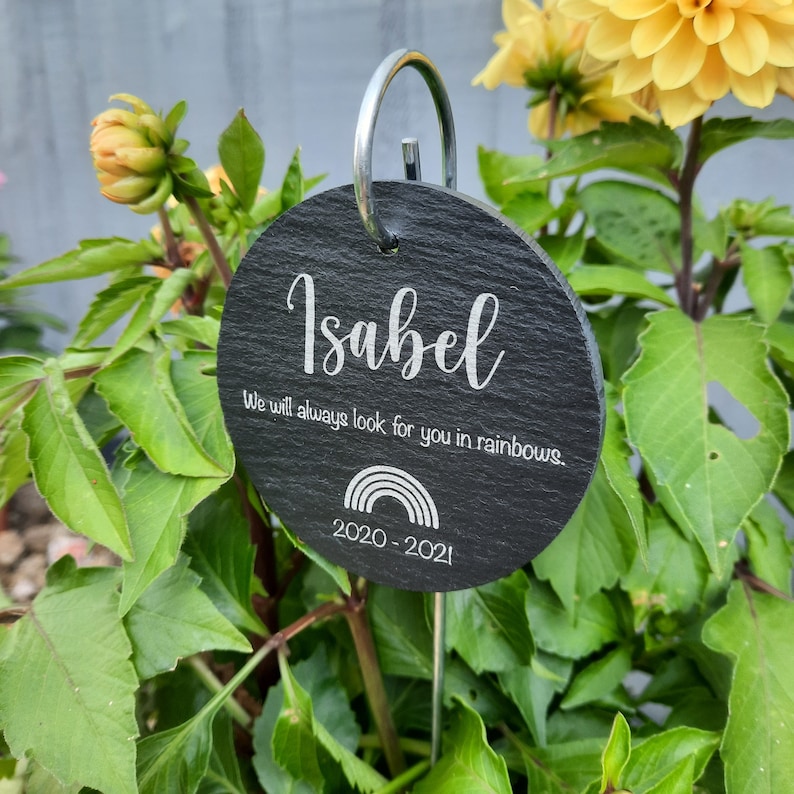 Memorial Garden Slate and Hook RAINBOW / Baby loss / Adult Loss / Memorial Plaque / Bereavement Gift / Garden Memorial image 5