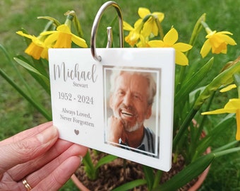 Memorial PHOTO Garden Plaque and Hook / Loss of Mum / Memorial Plaque / Garden Memorial