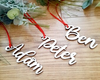 Wooden Christmas Tree NAME Decoration / Personalised / Name Tag