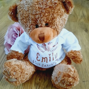 Mother&#39;s day gift - Personalised Angel Wings Memory Bear - Baby loss / Bereavement / Remembrance / Stillbirth