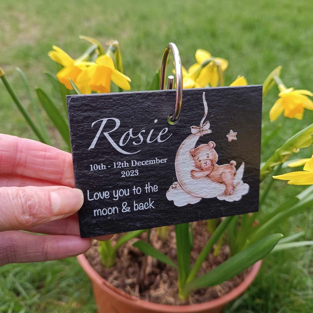 Teddy Bear Memorial Garden Slate and Hook / Memorial Plaque / Loss of