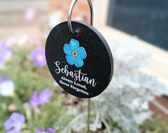 Forget Me Not Memorial Garden Slate and Hook / Memorial Plaque / Loss of Baby / Always Loved Never Forgotten