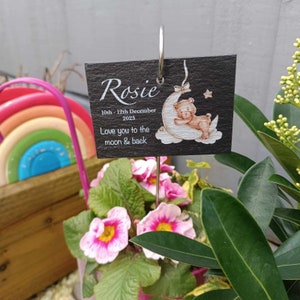 Teddy Bear Memorial Garden Slate and Hook / Memorial Plaque / Loss of Baby / Stillbirth Bereavement Gift / Garden Memorial image 6