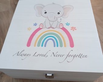 Memory Box | Elephant's Never Forget | Always Loved Never Forgotten | Keepsake Box / Baby Loss