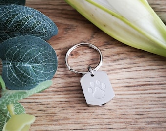 Personalised Paw Print Urn Key Ring - Cremation / Pet / Cat / Dog / Memorial