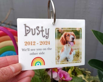 Pet Memorial PHOTO Garden Plaque and Hook / Pet loss / Memorial Plaque / Loss of Dog / Pet Bereavement Gift