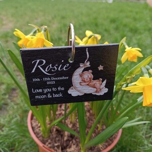 Teddy Bear Memorial Garden Slate and Hook / Memorial Plaque / Loss of Baby / Stillbirth Bereavement Gift / Garden Memorial image 10