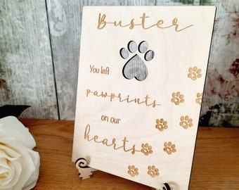 Paw Print Engraved Plaque - Pet Loss / Sympathy Gift / Loss of Beloved Pet / Dog Keepsake