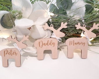 Reindeer Christmas Tree Ornament | Tree Decoration | Personalised Reindeer | Name Tag | Family of Reindeer