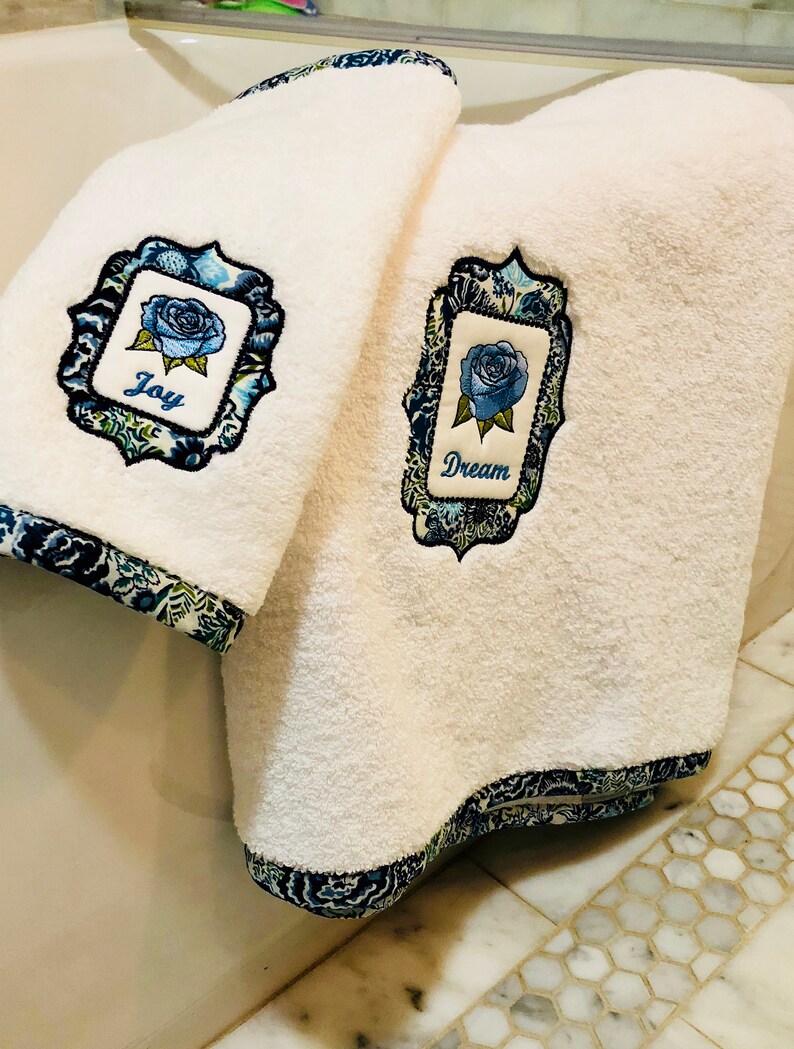 Inspirational Words Towel Set embroidered towels bathroom Etsy