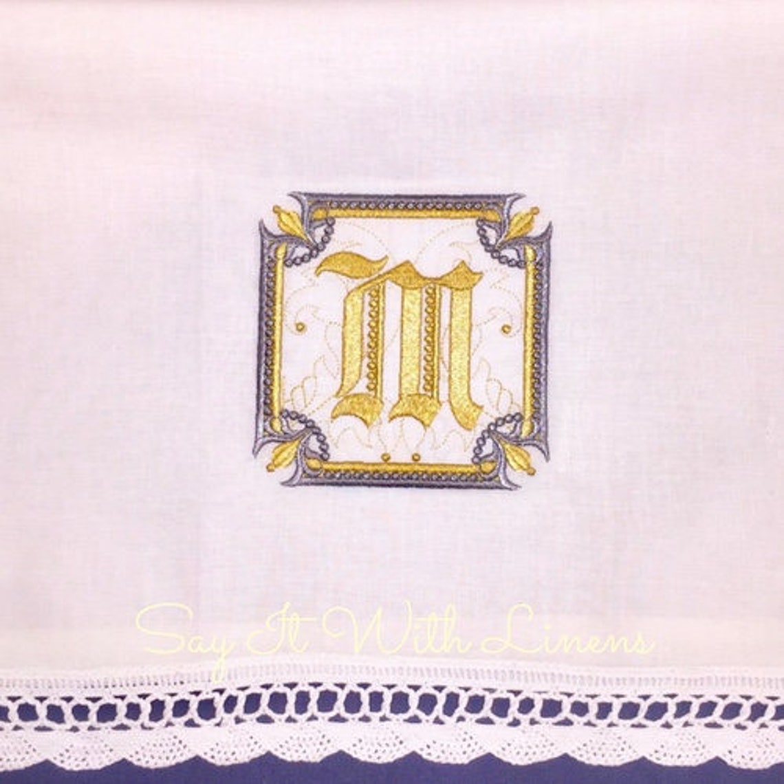 Fleur De Lis Pearl Monogram Guest Towel Guest Towels Custom Etsy