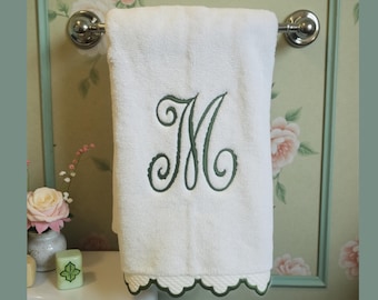 Scalloped Edge Towel Monogrammed - 600 GSM - Bathroom Decor
