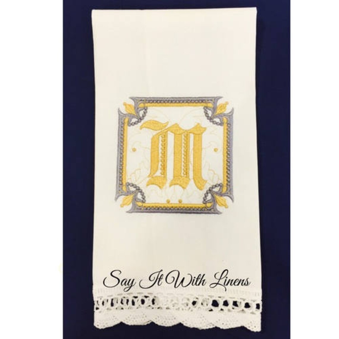 Fleur De Lis Pearl Monogram Guest Towel Guest Towels Custom Etsy