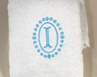 Monogrammed Lace Cotton Towel Set: Personalized Bath & Hand Towels