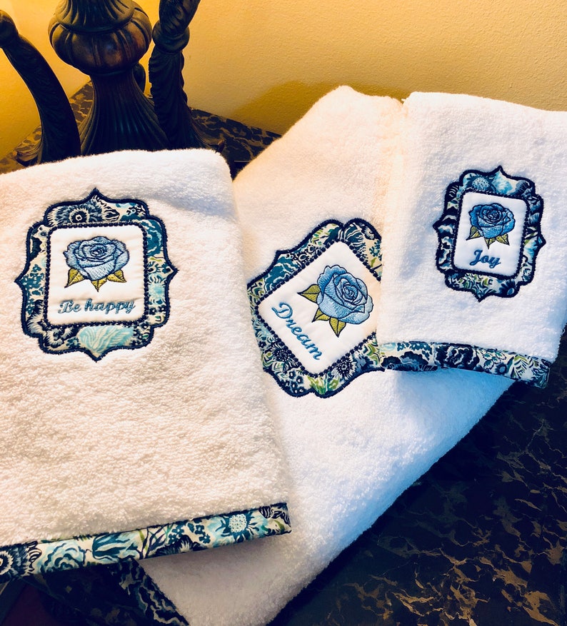 Inspirational Words Towel Set embroidered towels bathroom Etsy