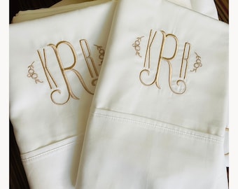 Monogrammed Bed Sheet Set – 600TC Cotton Personalized Bedding - Home Decor