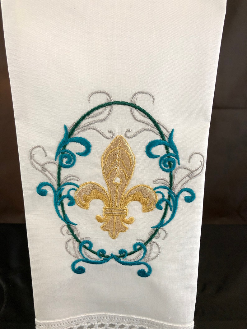 Fleur De Lis Guest Towel, Hand Towel, Embroidered Towels, Wedding Gifts