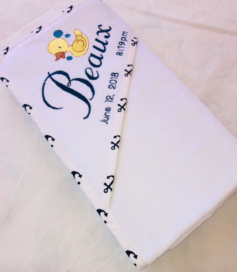 Anchor Trimming Personalized Baby Bath Towel, Baby Bath Towel With a
