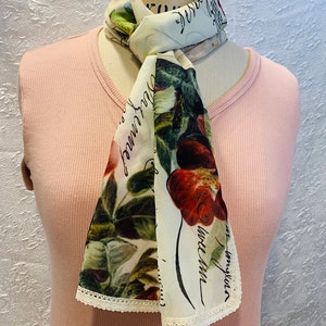Chiffon scarf floral -  Lightweight chiffon scarf - Women&#39;s accessories wrap