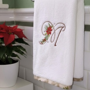 Urlaub Handtuch Set mit Weihnachtsstern Monogramm, Weihnachtsdekor, personalisiert Bad und Hand