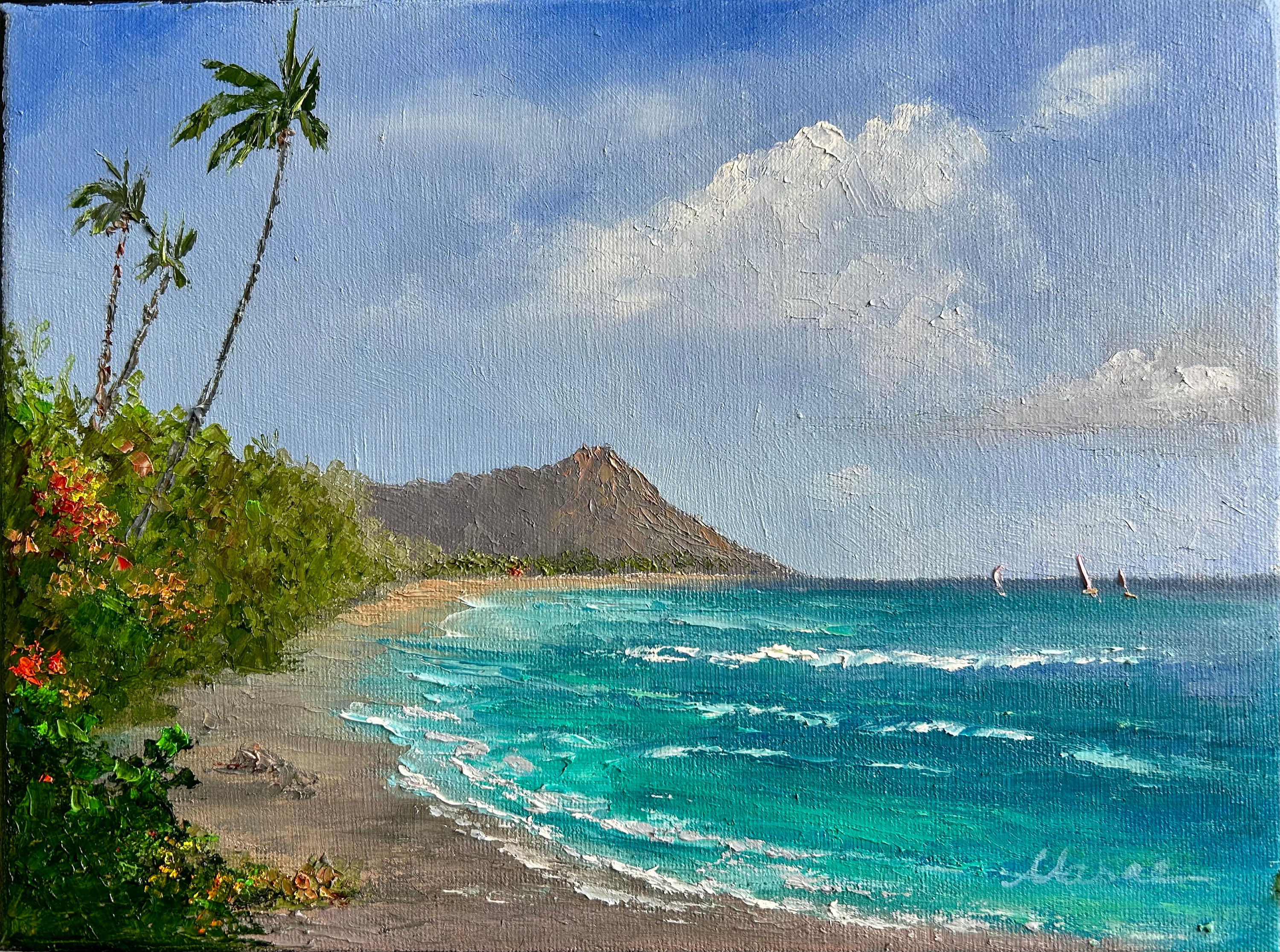 Vintage Hawaiian diamondhead ステンドグラスアート Historical Print