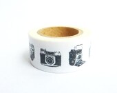 Vintage Camera Washi Tape. White. Black. 20mm. Scrapbooking. Gift Packaging. Home Decor.