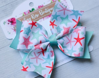 Seashell Hair Bow Summer Hair Bow At The Beach Hair Bow