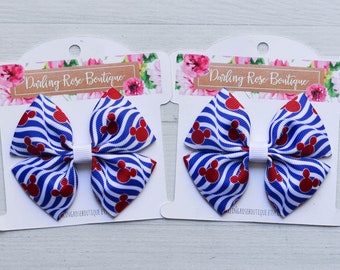 SALE!  DCL Disney Cruise Line inspired pigtail hair bow hairbow - hair clip - cruise outfit - sailor Mickey