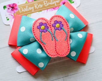 Seashell Hair Bow Summer Hair Bow At The Beach Hair Bow