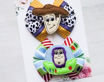 Toy Story theme pigtail hair bow set. Disney theme - hair clip - disneyworld - Hollywood studio - toy story bows