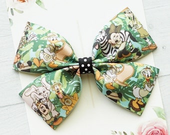 READY TO SHIP! Disney World Animal Kingdom animal print Mickey Minnie Mouse 4" hair bow