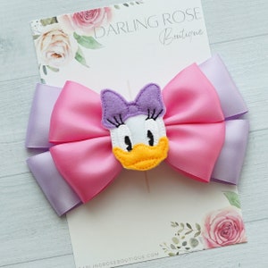 Ready to ship! Daisy Duck inspired hair bow - pink and gold iridescent - Disneyland - Disney world bows - Mickey hair bow
