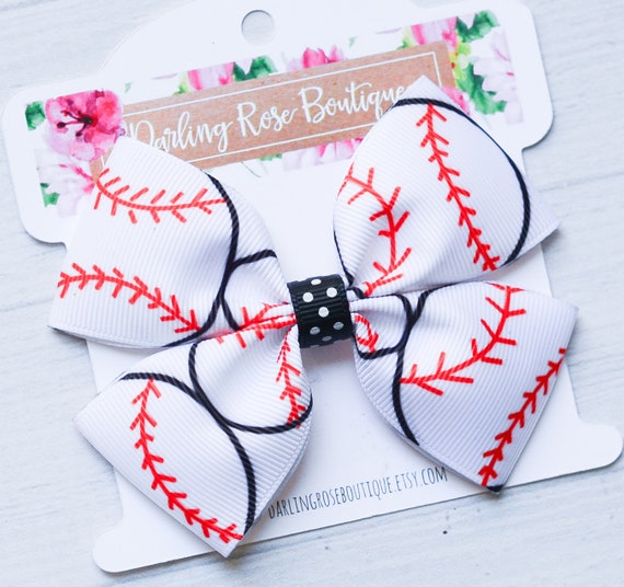 Boutique Baseball for Girls Large Softball Ribbon Hair Bows