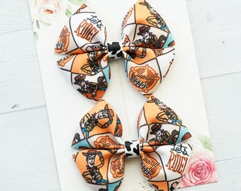 Woody toy story theme pigtail hair bow set. Disney theme - hair clip - disneyworld - Hollywood studio - toy story bows