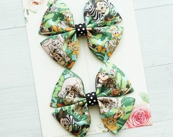 Mickey Mouse animal  inspired pigtail hair bow set - pigtail clips - Disneyland - Disney world bows - hair accessories - Mickey hair bow
