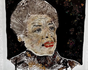 Original fused glass portraits.  Fine art glass images made by fusing layers of colored glass together.  One of a kind work of art.