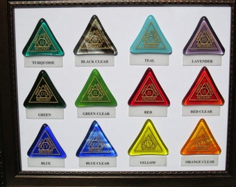 AA sobriety milestone medallions or coins.  Handmade fused glass art.  Optional key chain or pendant and personalized on back.