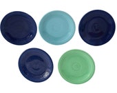 Vintage Fiesta Ware Bread and Butter Plates X5 Cobalt Blue Turquoise Light Green Older Makers Marks