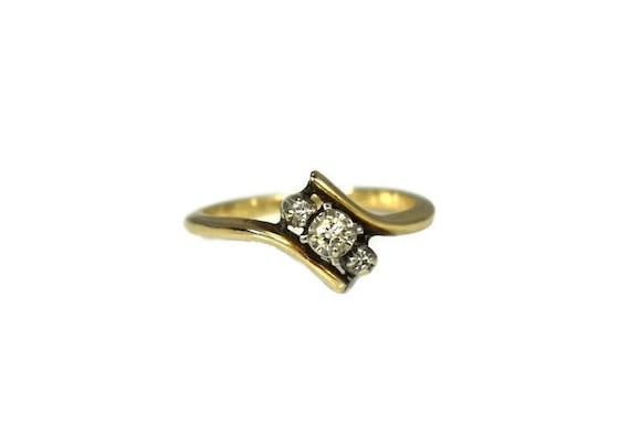 14k Gold Diamond Ring, 14k Gold Promise Ring, Dai… - image 1