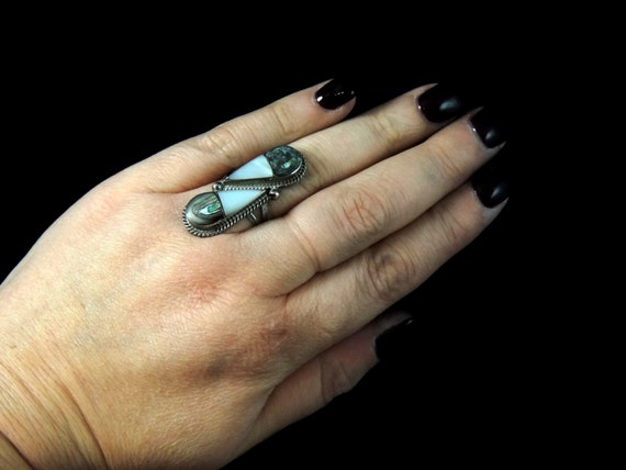 Abalone Silver Taxco Ring, Vintage Taxco Silver A… - image 3