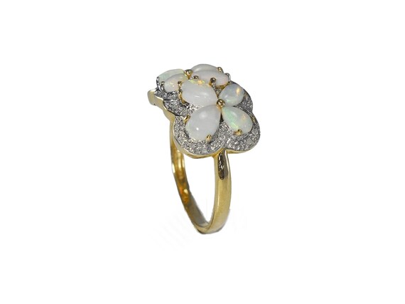 Estate 14k Gold Opal Diamond Ring, Opal Cocktail … - image 6