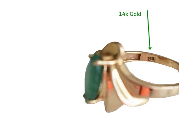 Vintage 14k Gold Emerald Ring, 14k Emerald Marqui… - image 7