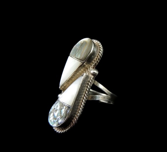 Abalone Silver Taxco Ring, Vintage Taxco Silver A… - image 1