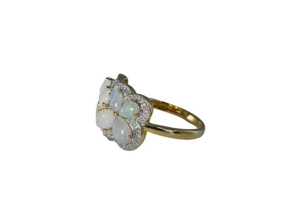 Estate 14k Gold Opal Diamond Ring, Opal Cocktail … - image 9