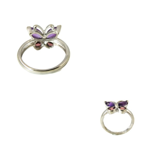 14k Butterfly Gemstone Ring, 14k WG Amethyst Pink… - image 3