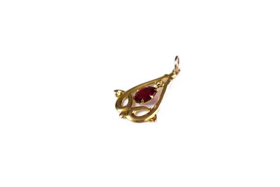 Antique 14k Lavaliere Pendant with Simulated Ruby… - image 2