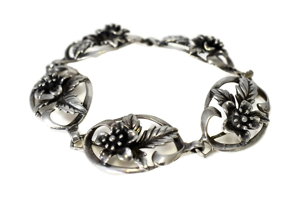 Vintage Silver Wild Flower Bracelet JewelArt 1940s Sterling | Etsy