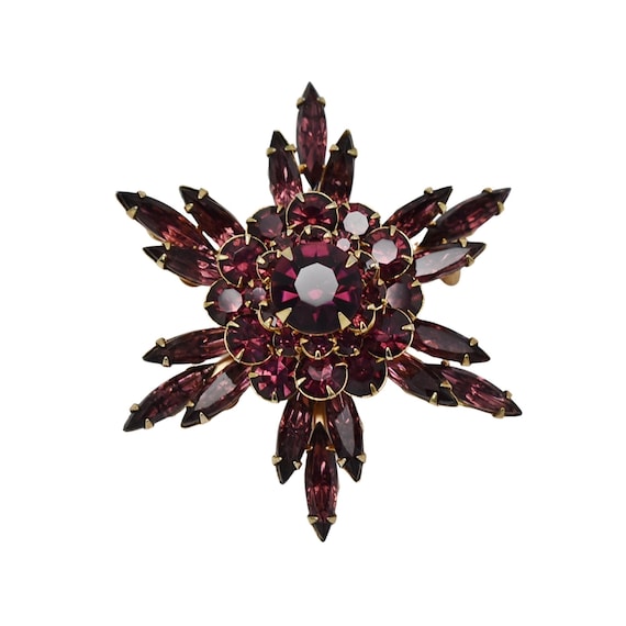 Exquisite Purple Crystal Rhinestone Star Brooch, … - image 1